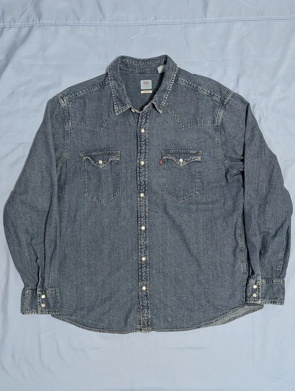 Levis Red Tab Denim Shirt Mens XL Standard Fit 85745-0023 Pearl Snap Cowboy